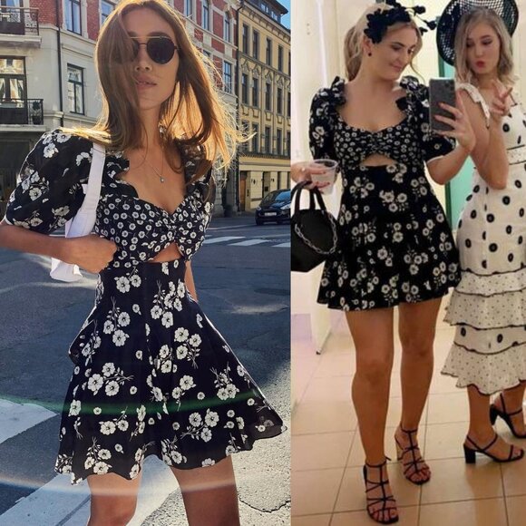 Alice McCall Dresses & Skirts - Alice McCall Izabella Mini Dress Black White Floral Off Shoulder Size 8